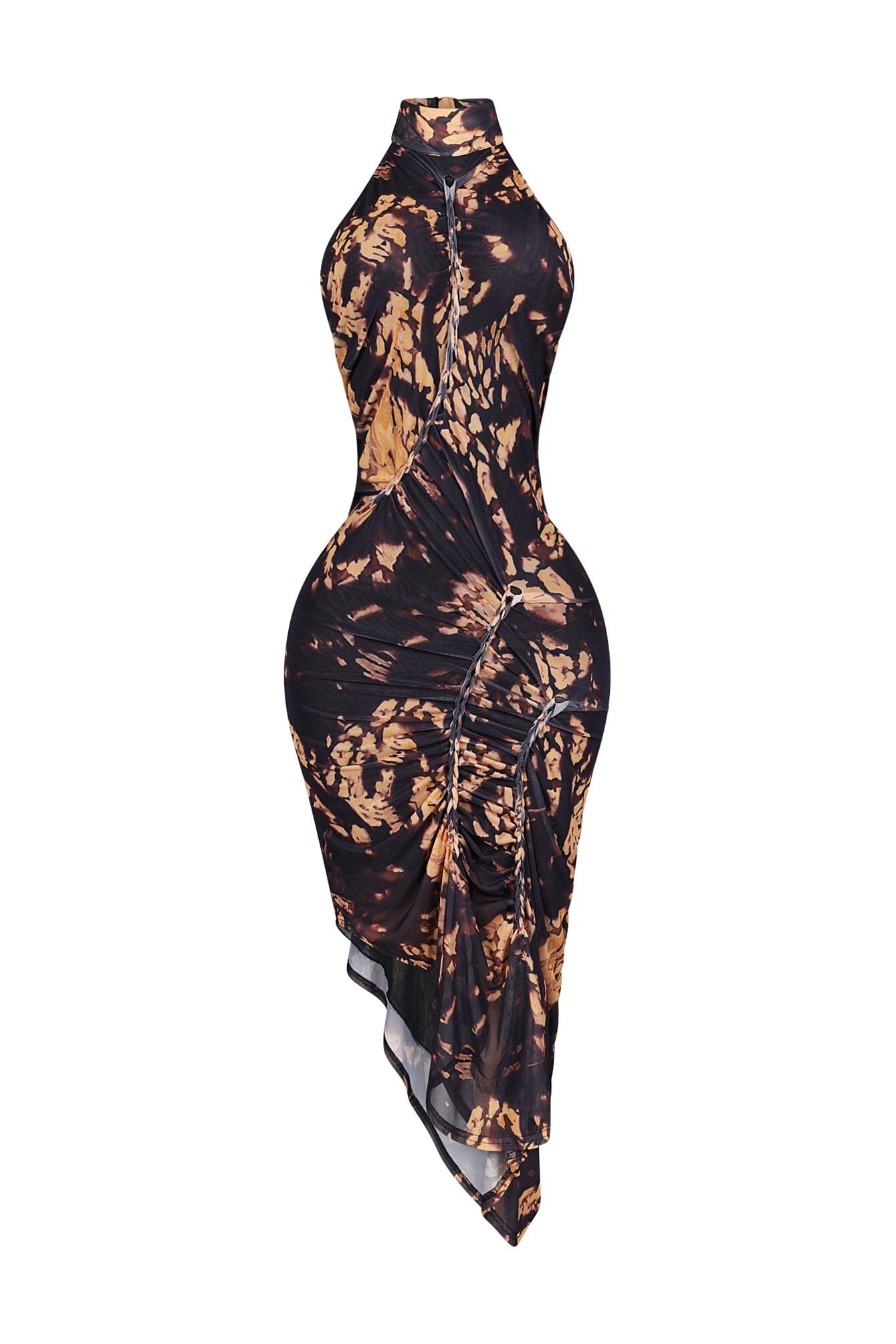 Lorelei Mesh Tie Dye Halter Asymmetrical Dress