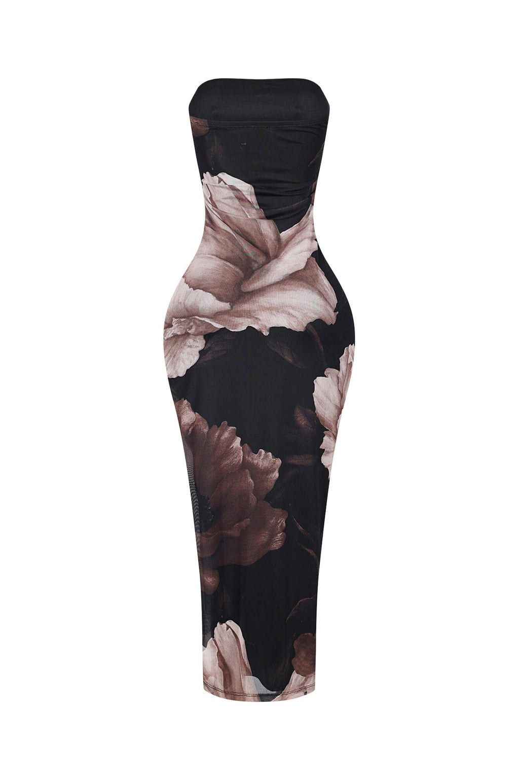 Miley Mesh Floral Tube Maxi Dress