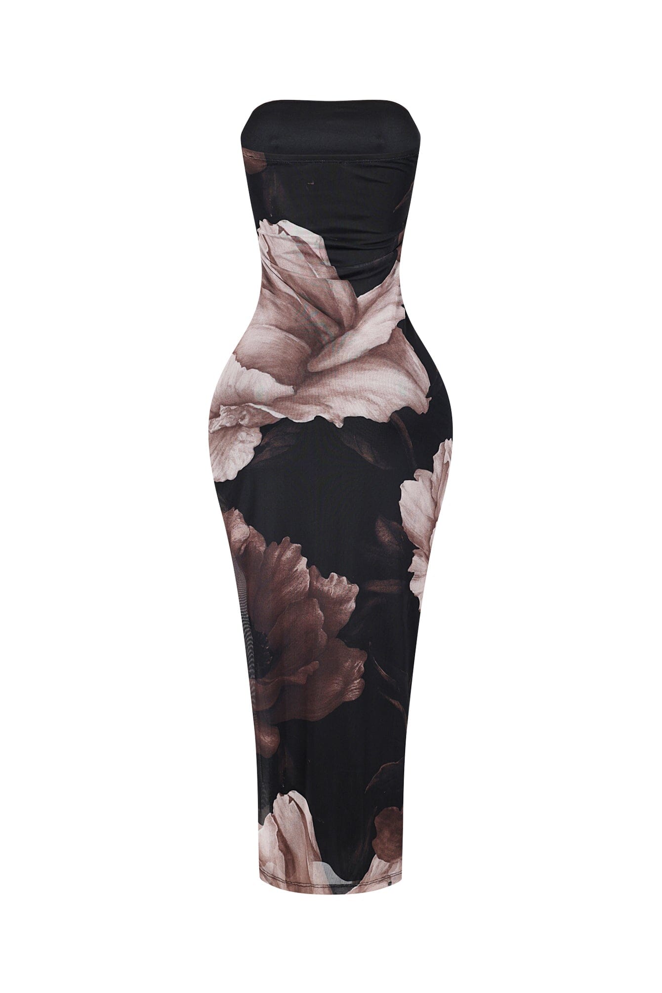 Miley Mesh Floral Tube Maxi Dress