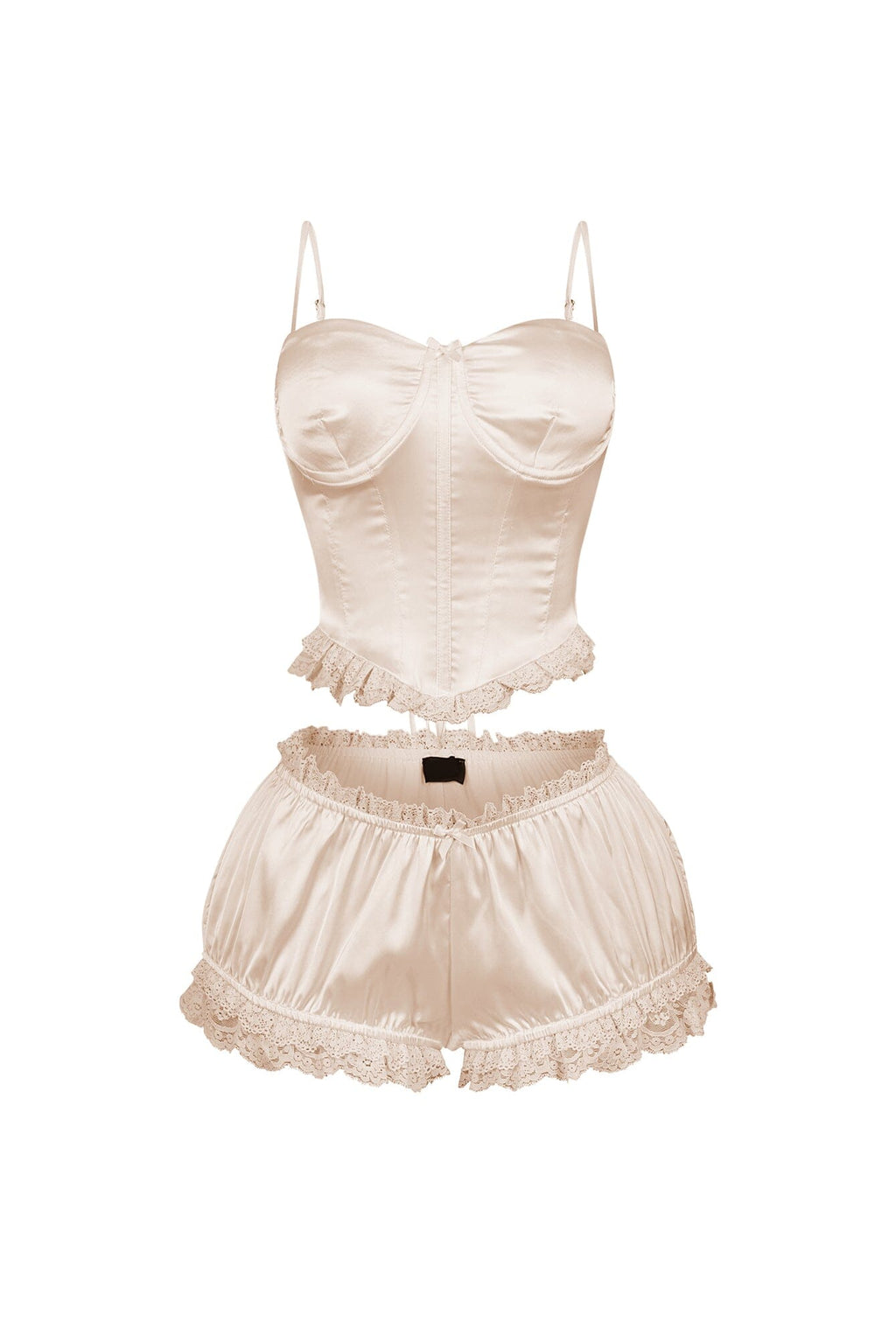 Zeeba Satin Corset Lace Up Top & Shorts SET