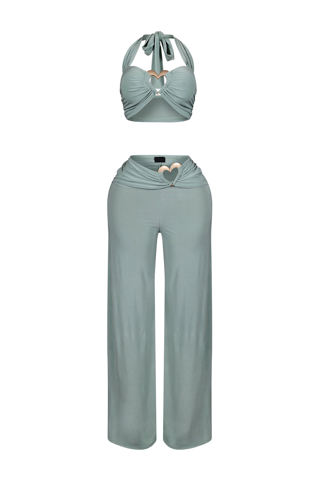 Skye Heart Detail Halter Top & Pants SET
