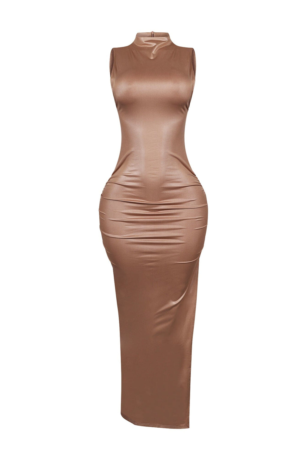 Marenna Faux Leather Ruched Maxi Dress