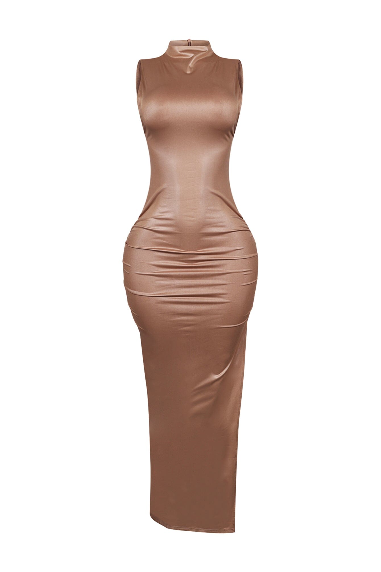 Marenna Faux Leather Ruched Maxi Dress