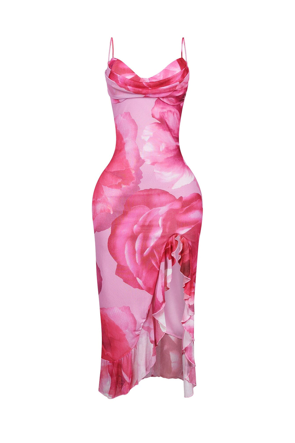 Vonesse Mesh Floral Slit Tank Midi Dress