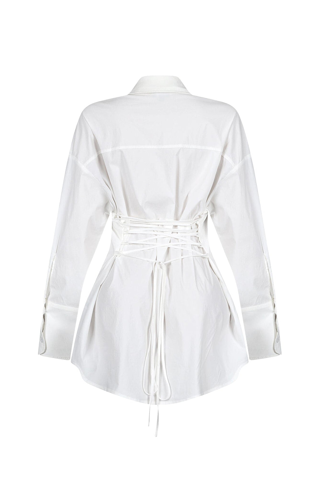Euphie Lace Up Poplin Shirts Mini Dress