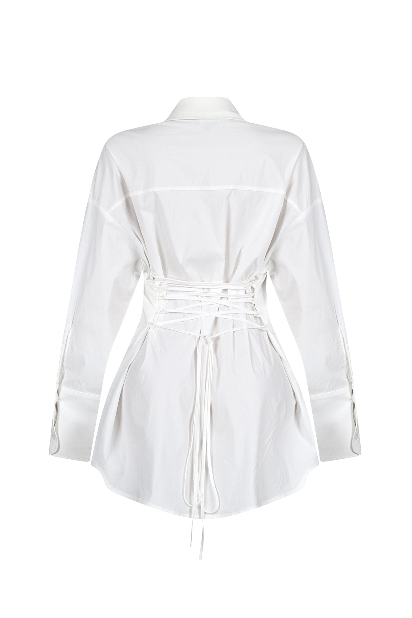 Euphie Lace Up Poplin Shirts Mini Dress