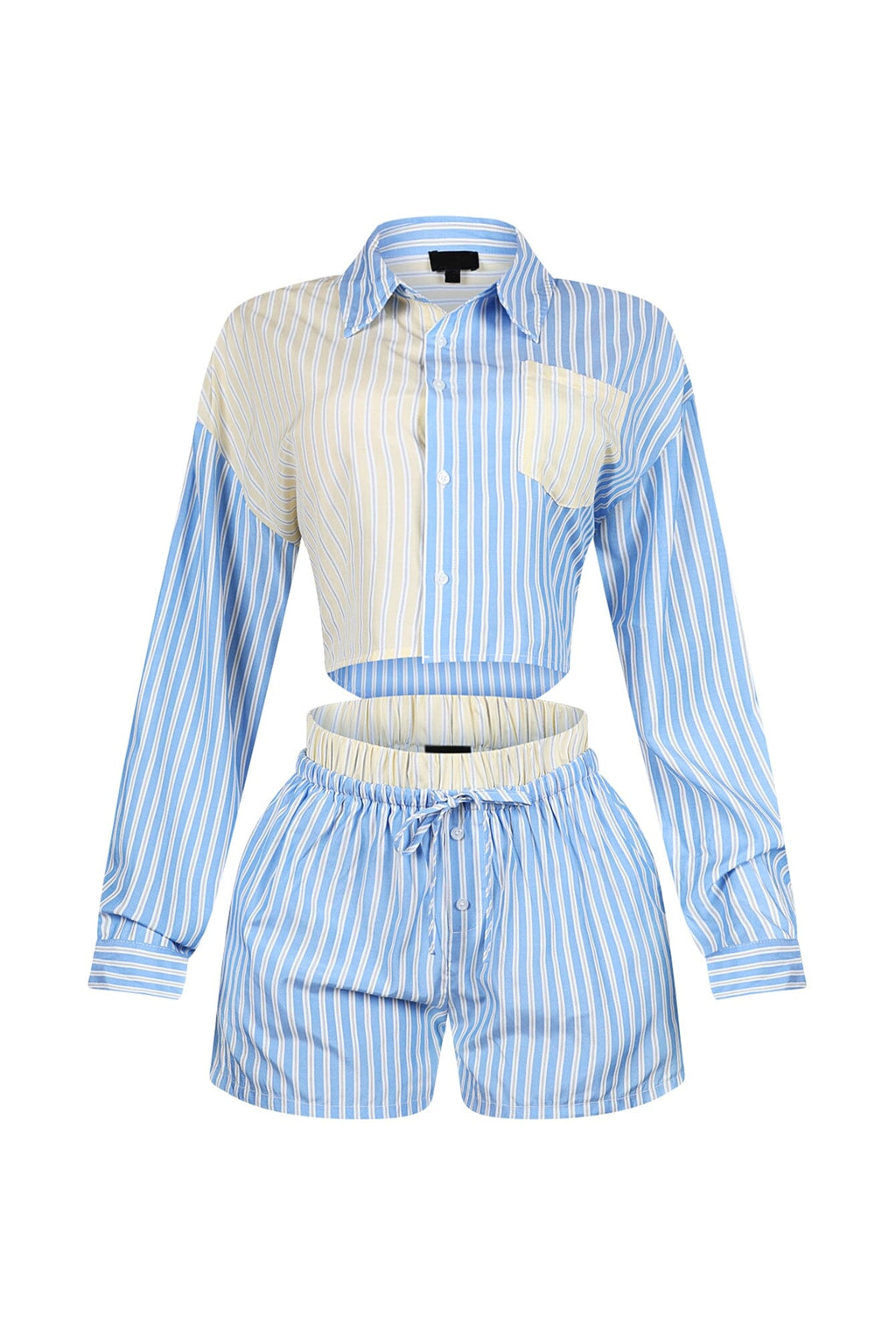 Nasia Pinstripe Poplin Boxer Top & Shorts SET