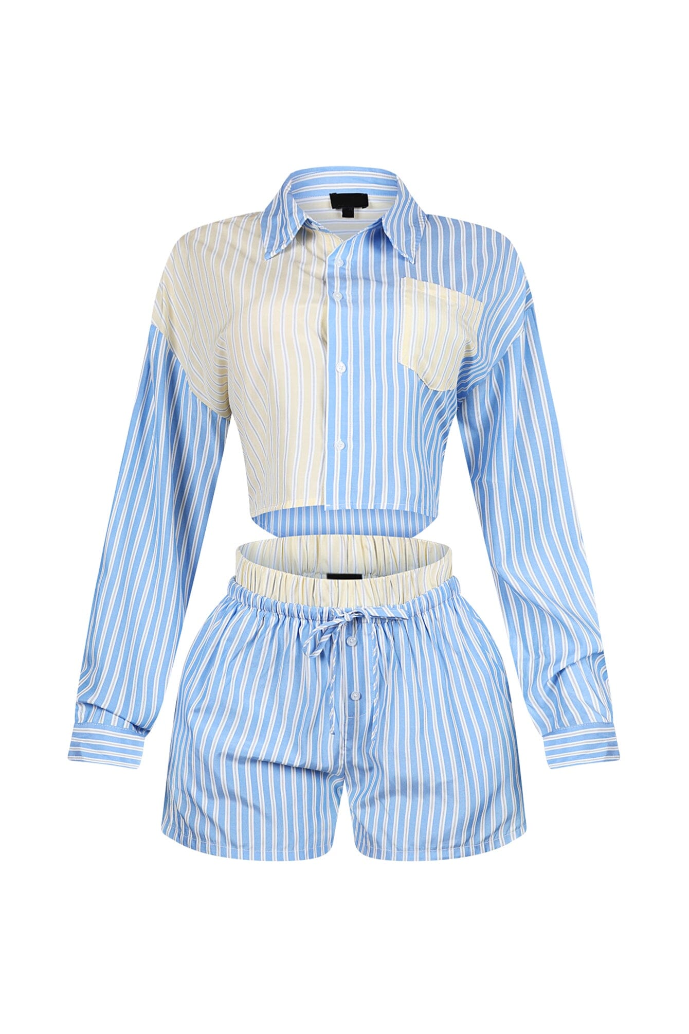 Nasia Pinstripe Poplin Boxer Top & Shorts SET
