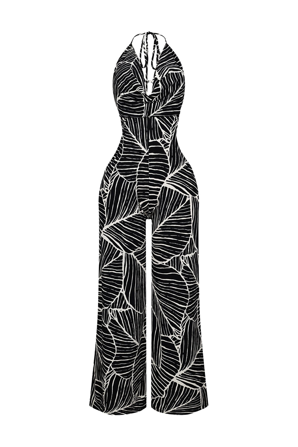 Daphne Crepe Halter Cowl Neck Jumpsuit
