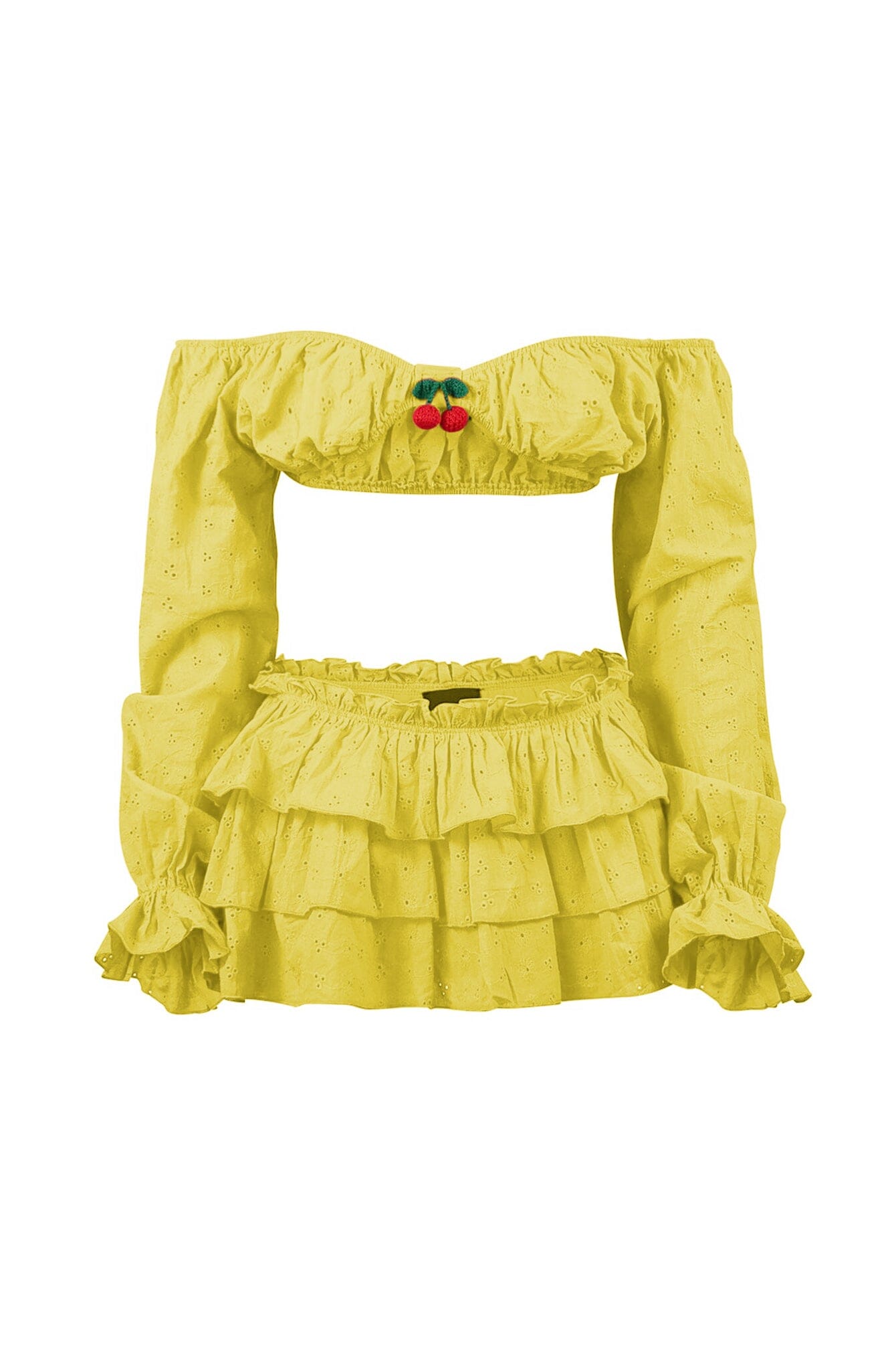 Vanilla Cherry Off Shoulder Top & Skirt SET