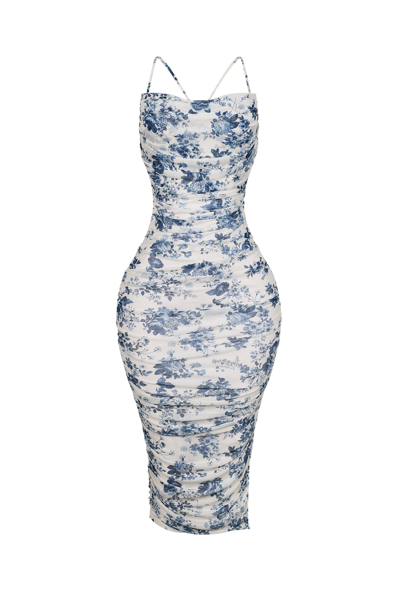 Anfissa Mesh Floral Ruched Tank Dress