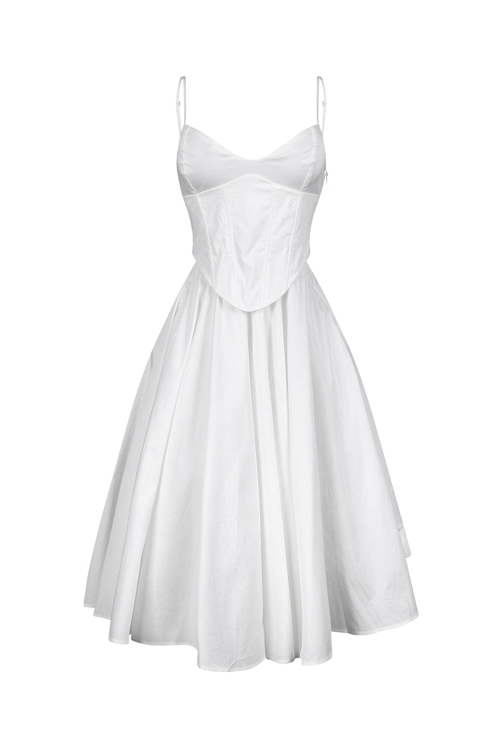Voluminous Poplin Corset Midi Dress