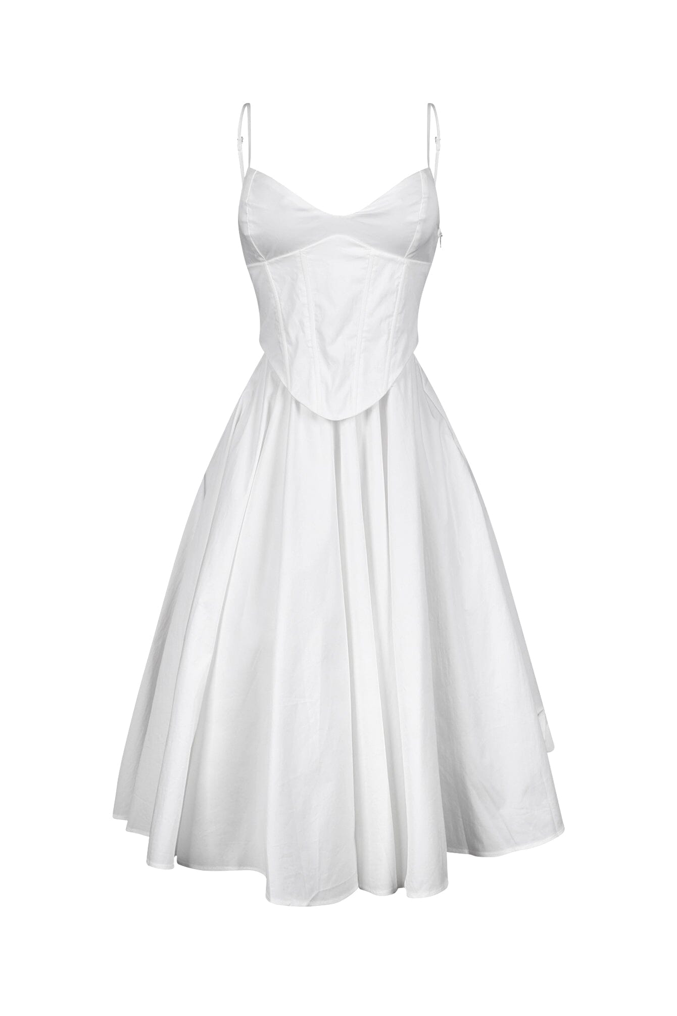 Voluminous Poplin Corset Midi Dress