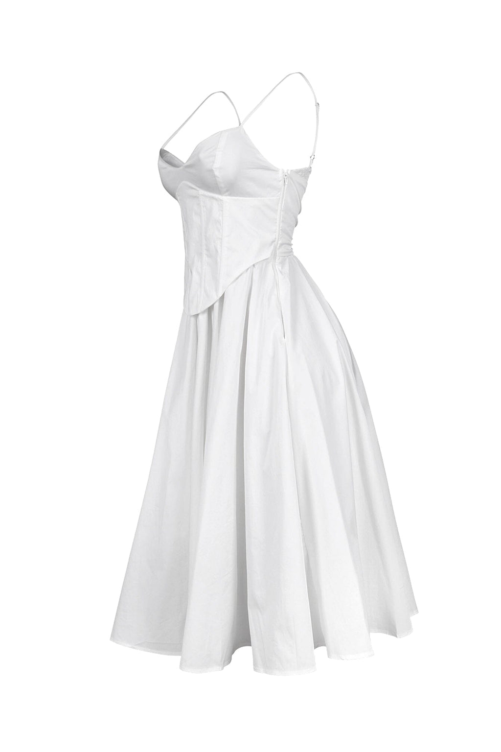 Voluminous Poplin Corset Midi Dress