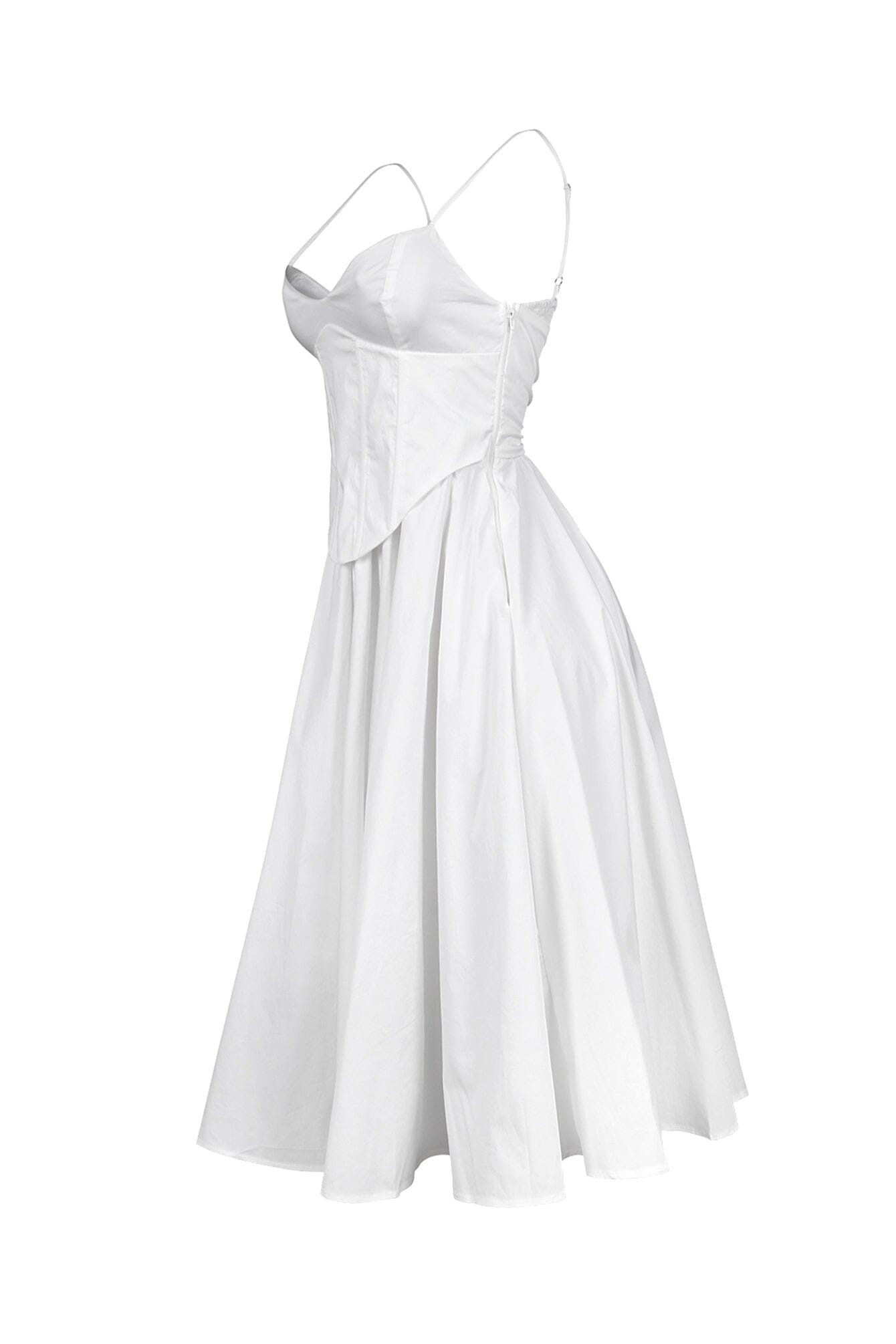 Voluminous Poplin Corset Midi Dress
