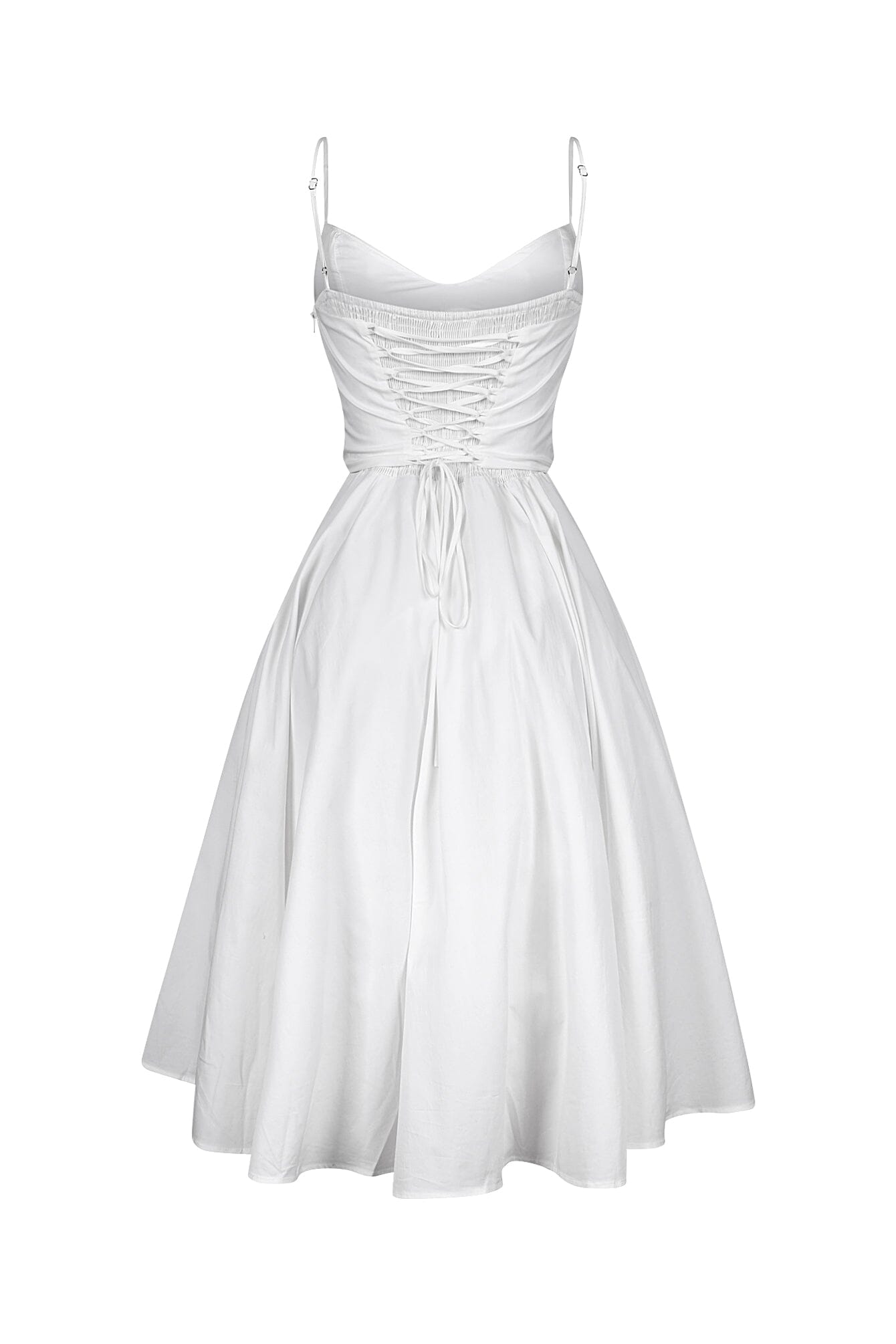 Voluminous Poplin Corset Midi Dress