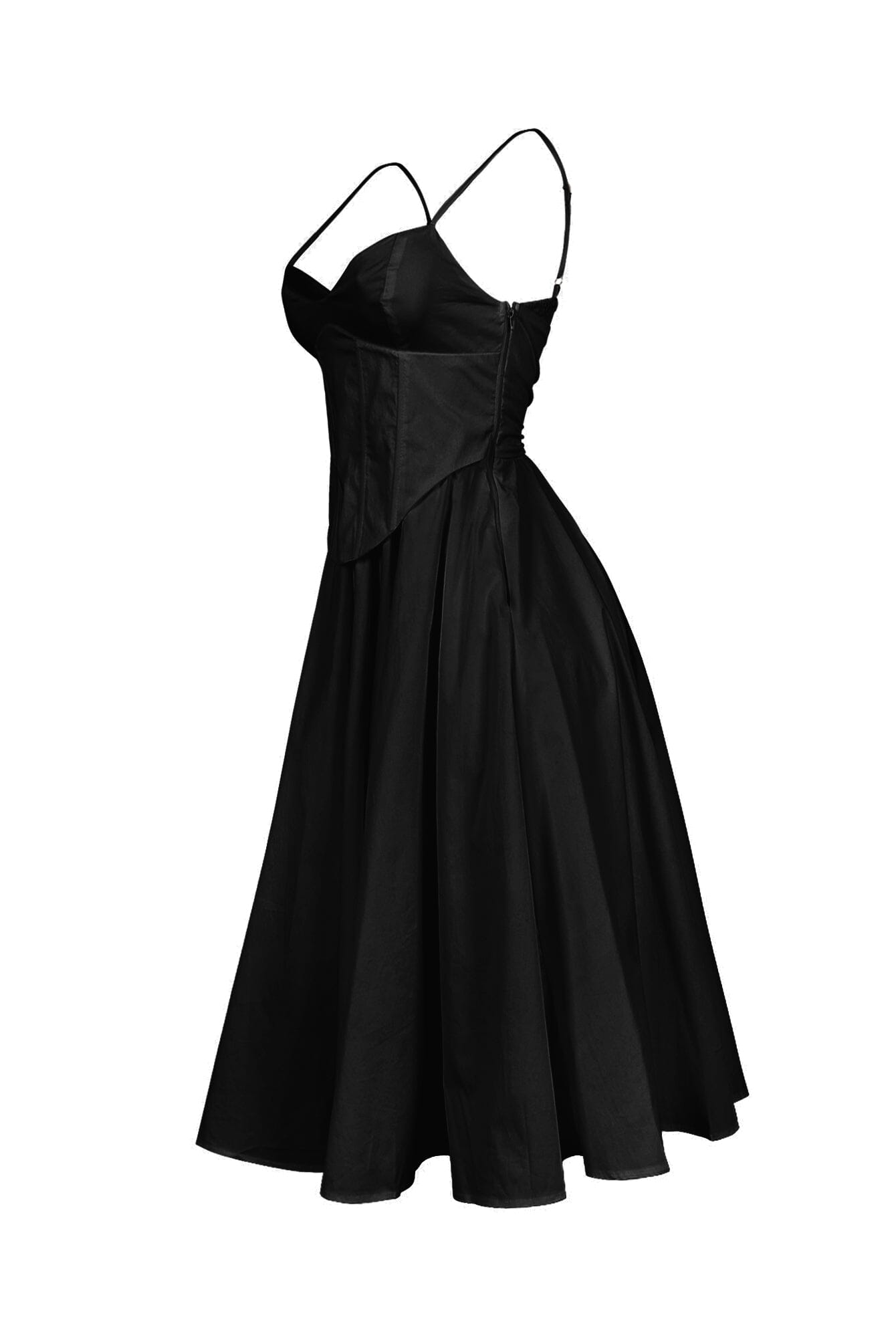 Voluminous Poplin Corset Midi Dress