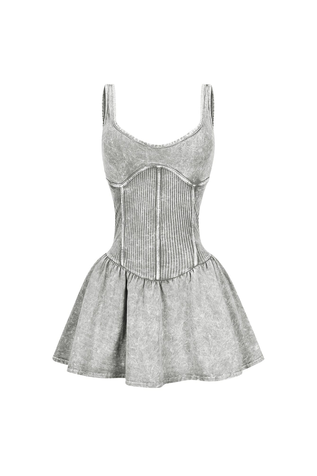 Lilith Mineral Washed Ribbed Cotton Corset Dress