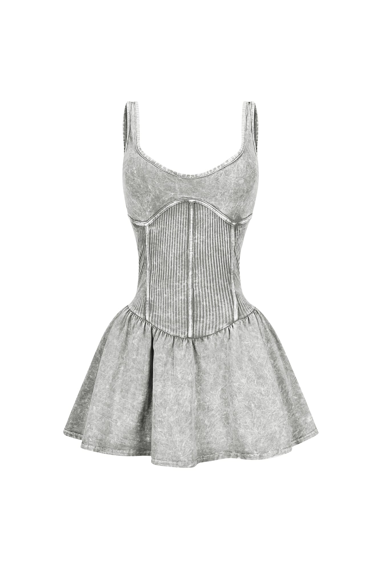 Lilith Mineral Washed Ribbed Cotton Corset Dress