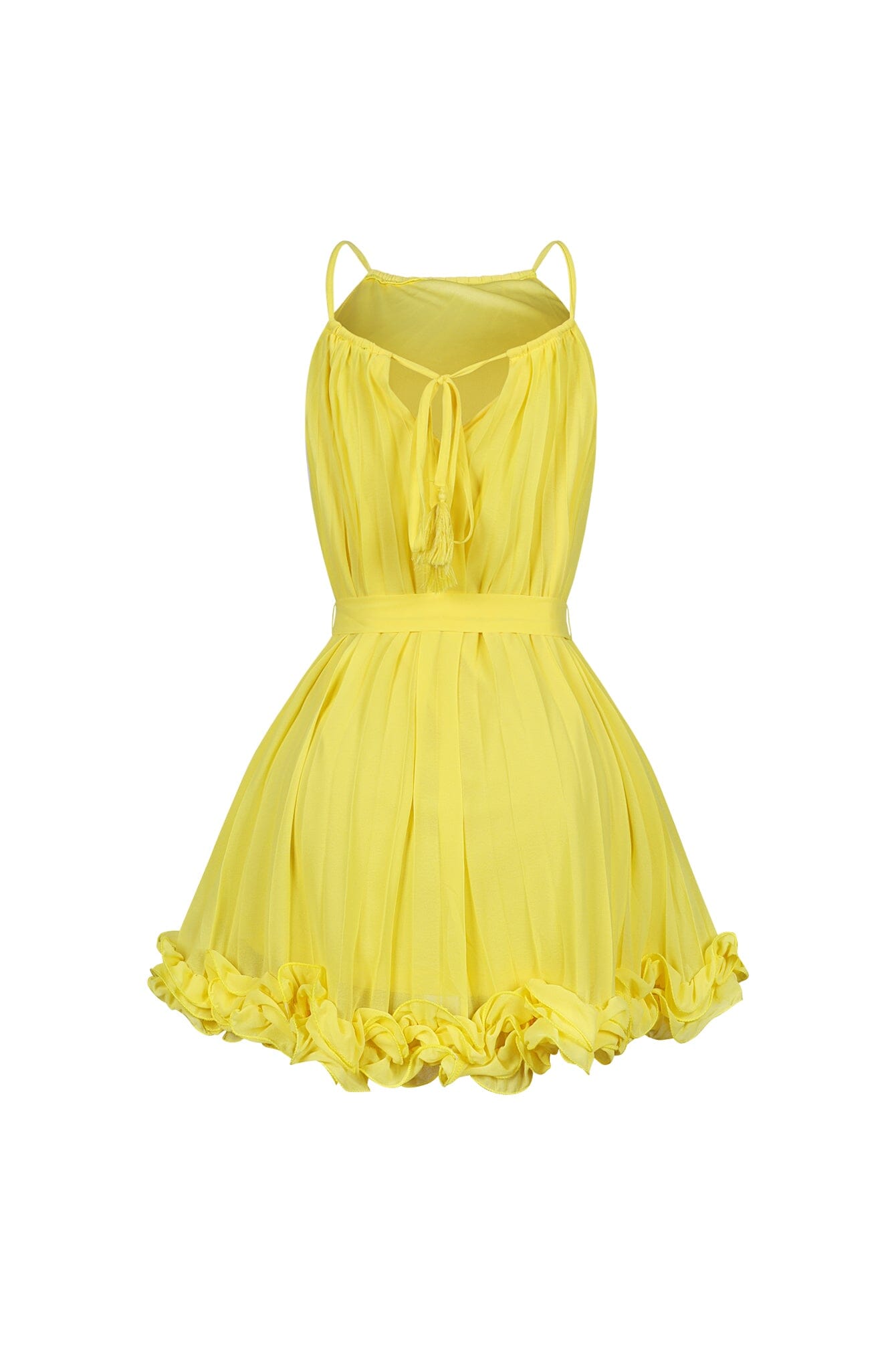 Yoneko Mesh Ruffled Halter Neck Mini Dress