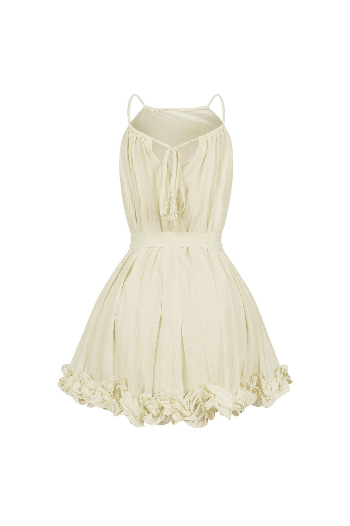 Yoneko Mesh Ruffled Halter Neck Mini Dress