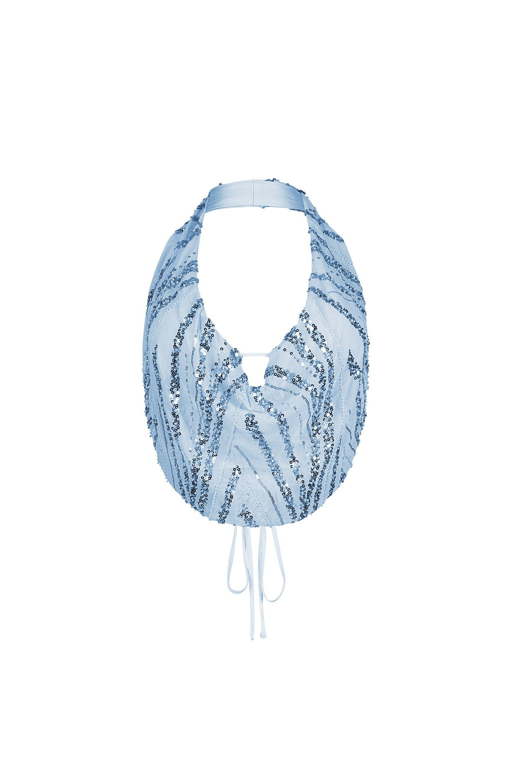 Shimmering Gold Sequin Halter Mesh Top