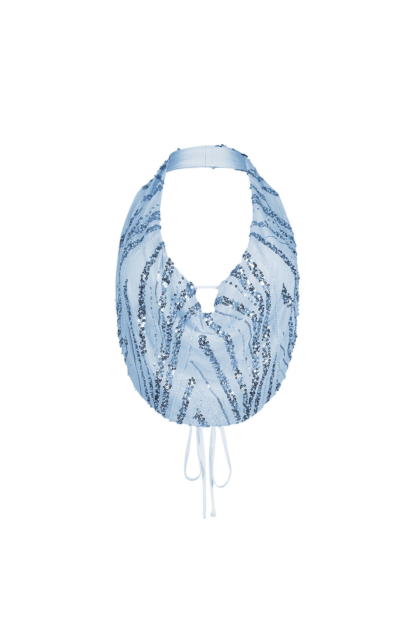 Shimmering Gold Sequin Halter Mesh Top