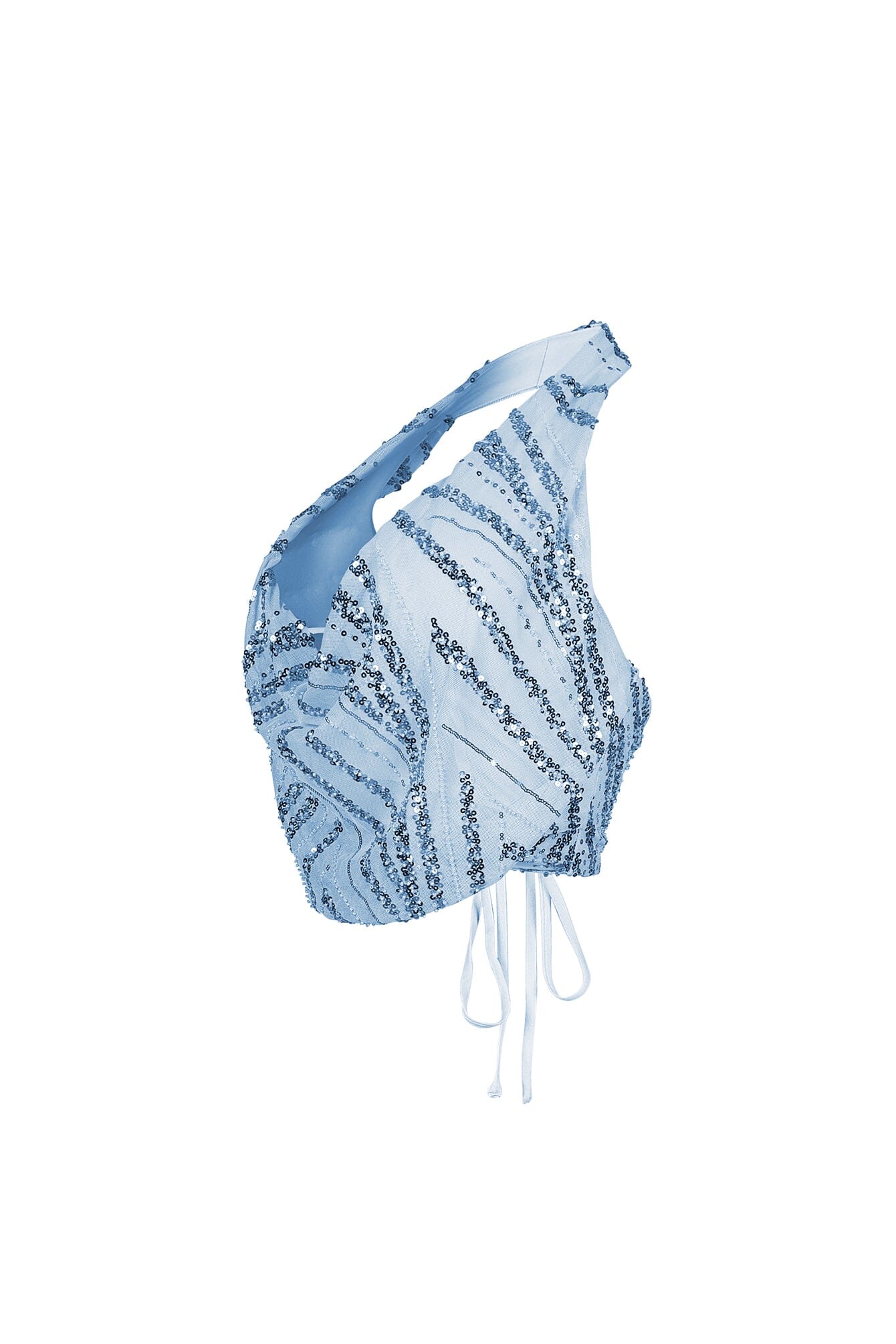 Shimmering Gold Sequin Halter Mesh Top