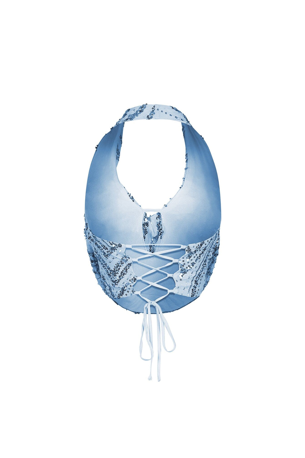 Shimmering Gold Sequin Halter Mesh Top