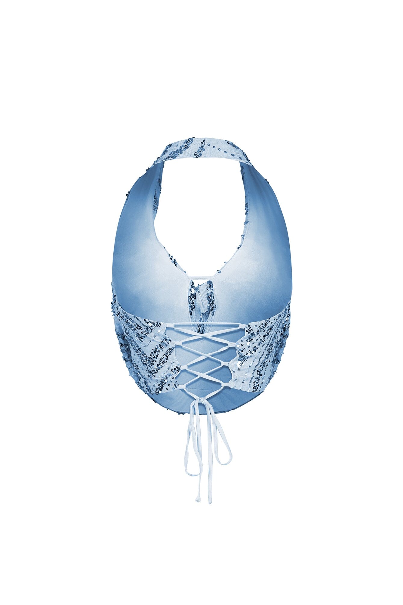 Shimmering Gold Sequin Halter Mesh Top