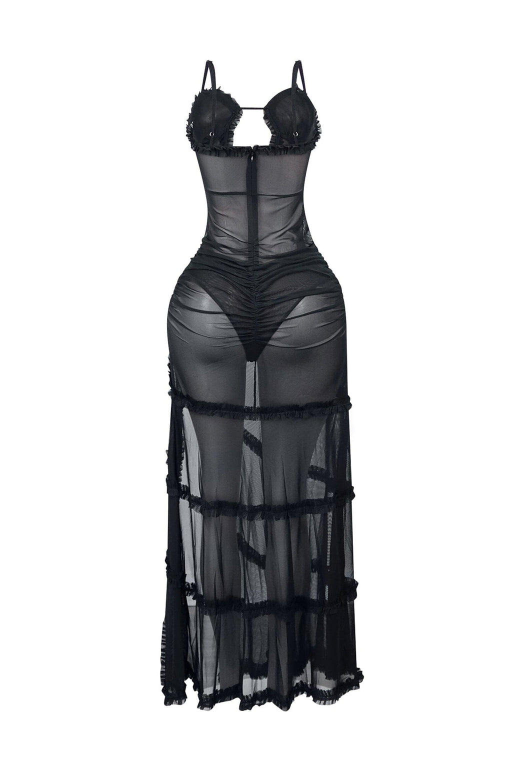 Wila Mesh Ruffled Maxi Dress With Panty Lining