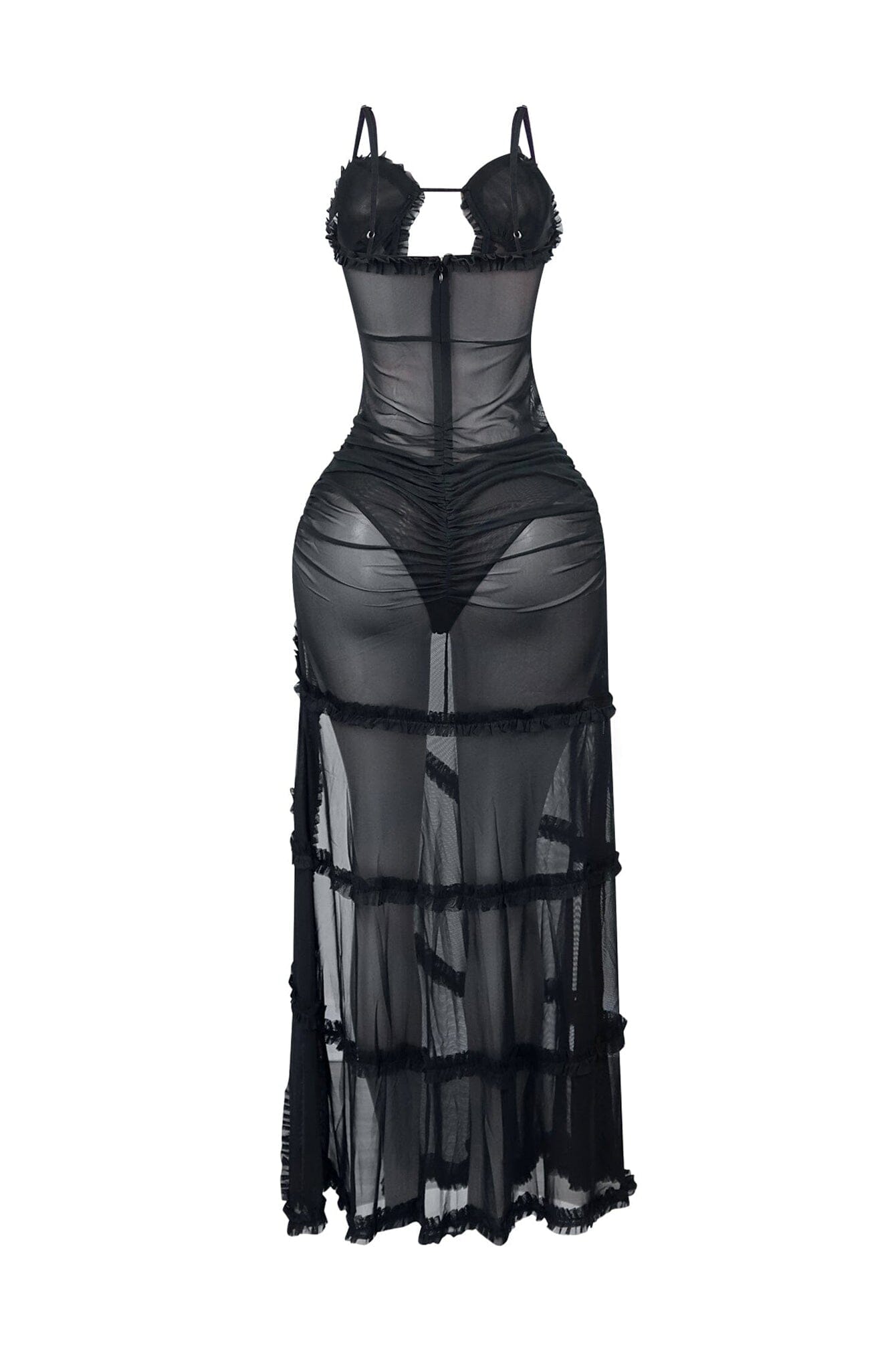 Wila Mesh Ruffled Maxi Dress With Panty Lining