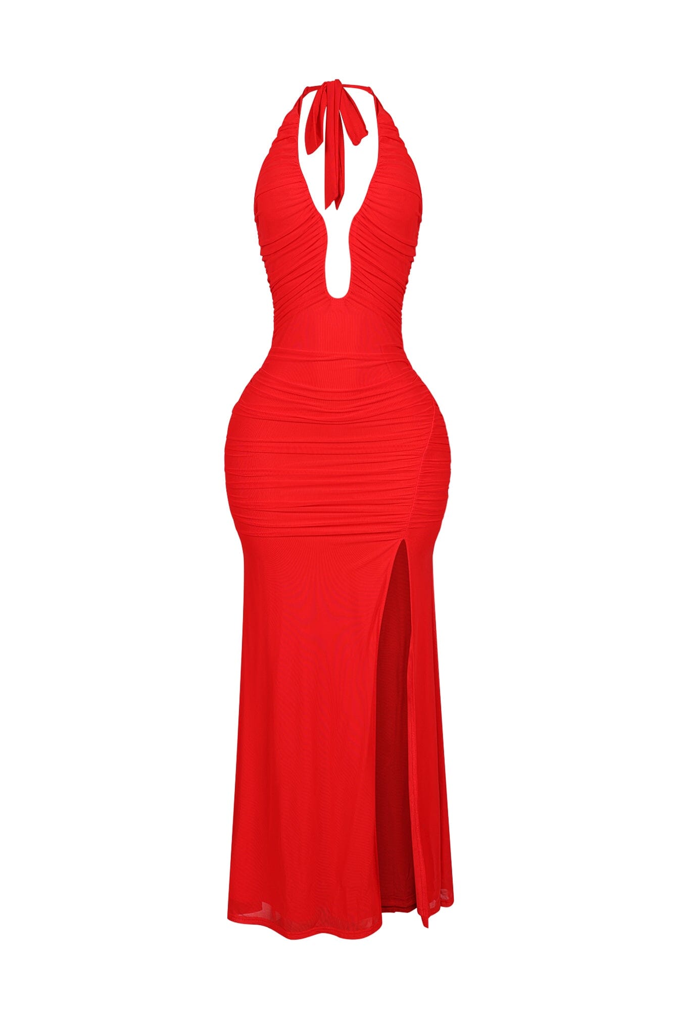 Yoona Mesh Mermaid Halter Maxi Dress