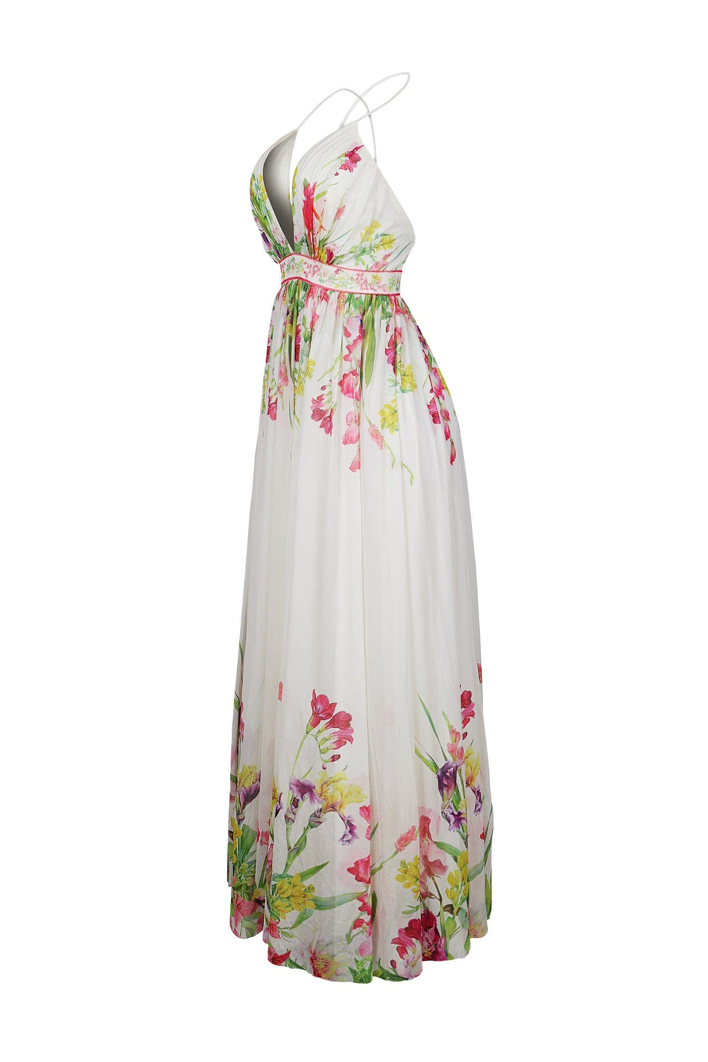 Osono Mesh Floral Printed Maxi Dress