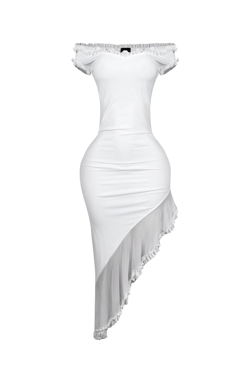 Rivelle Off Shoulder Ruffle Mesh Maxi Dress