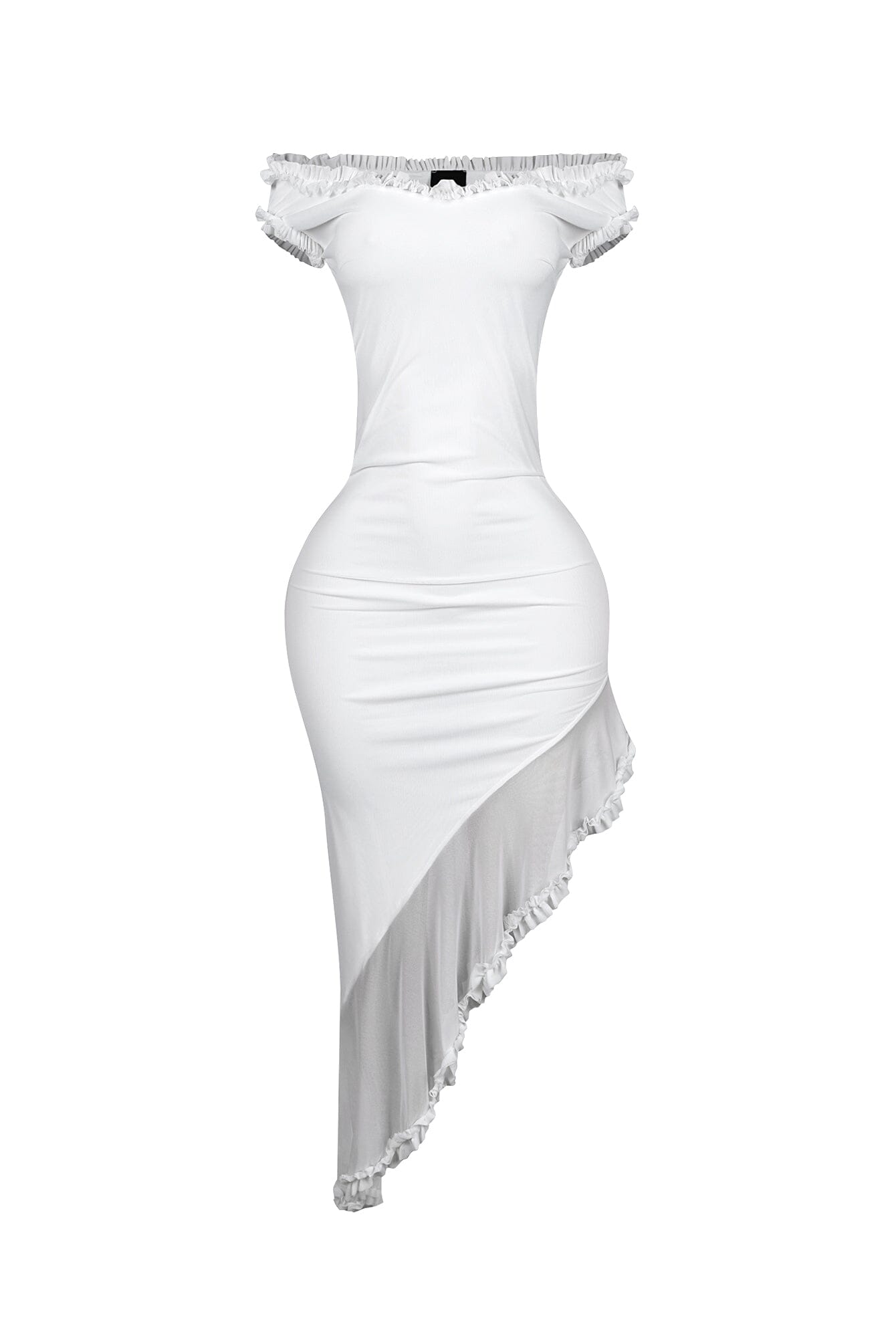 Rivelle Off Shoulder Ruffle Mesh Maxi Dress