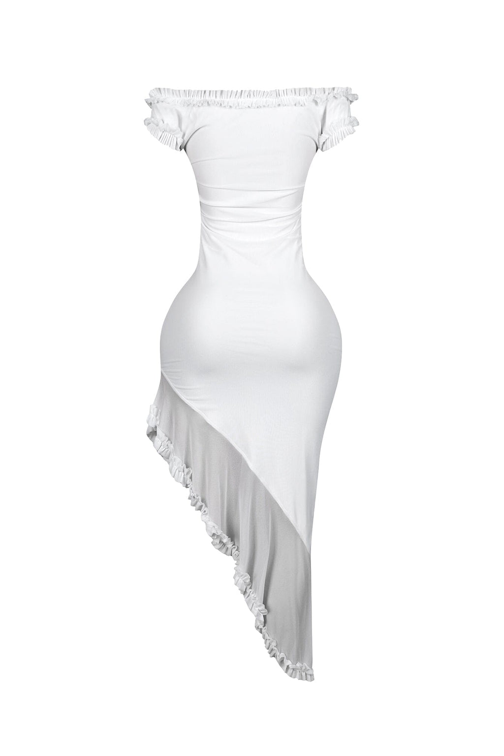 Rivelle Off Shoulder Ruffle Mesh Maxi Dress