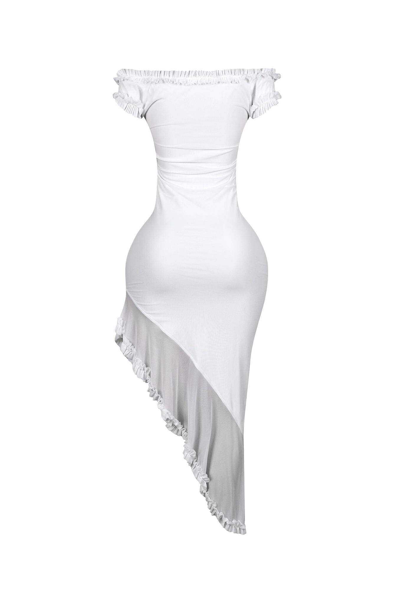 Rivelle Off Shoulder Ruffle Mesh Maxi Dress