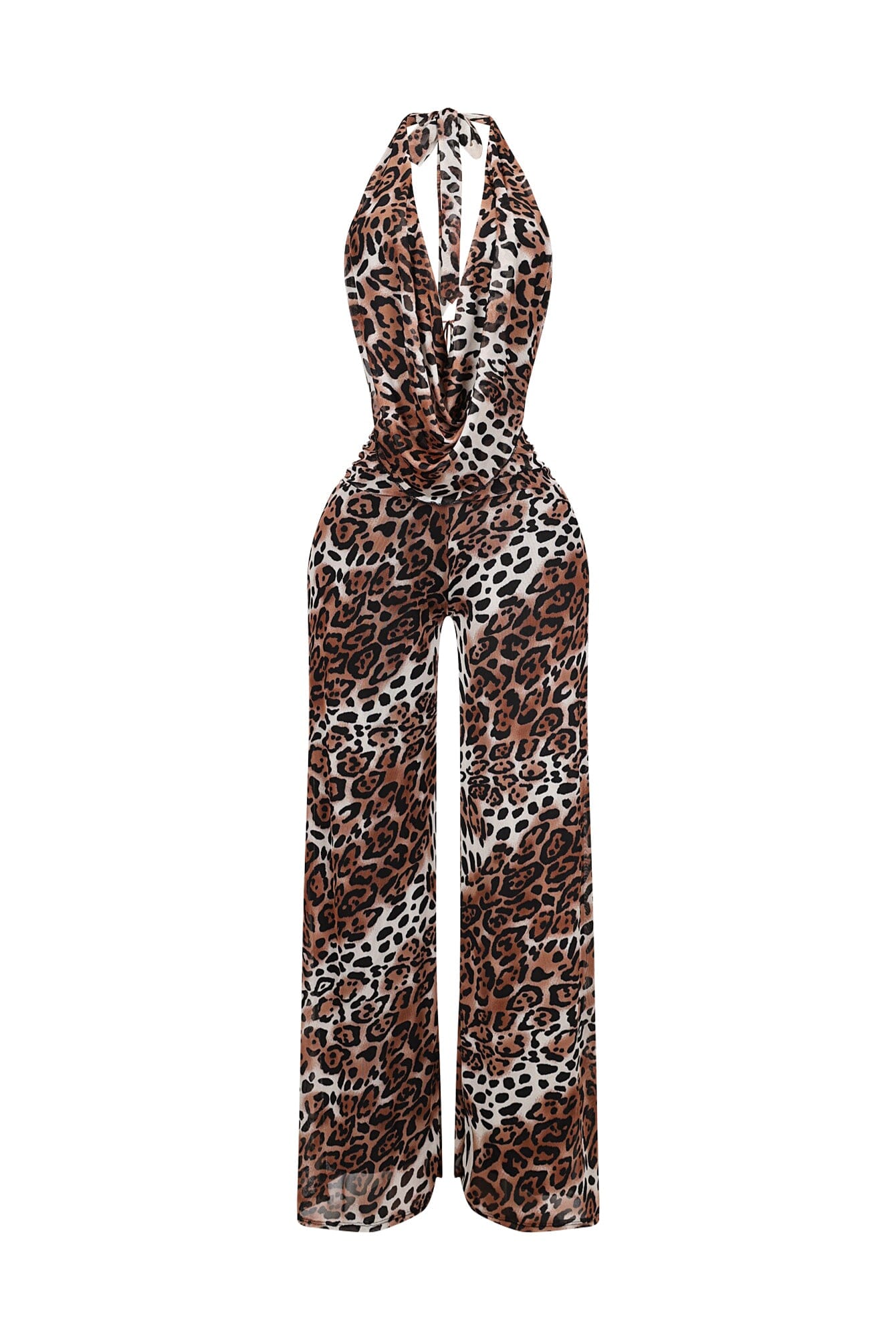 Shuri Mesh Printed Cowl Neck Jumpsuit