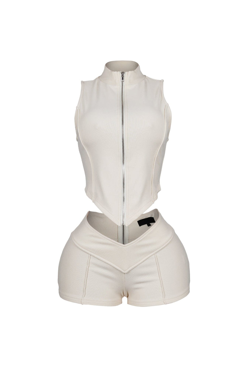 Classic Zip Up Cropped Tank Top & Shorts SET