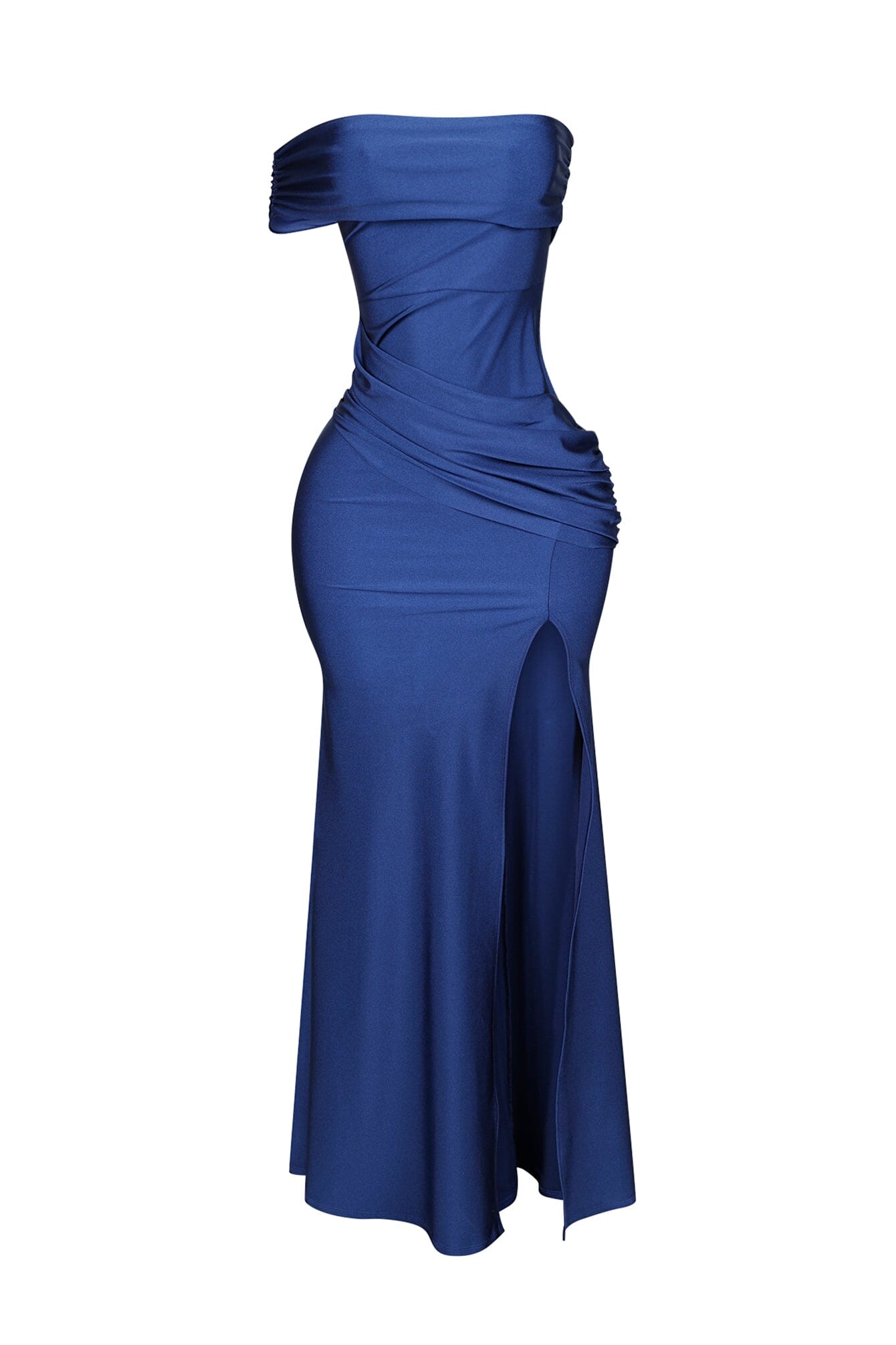 Apollo Nylon Off Shoulder Slit Maxi Dress