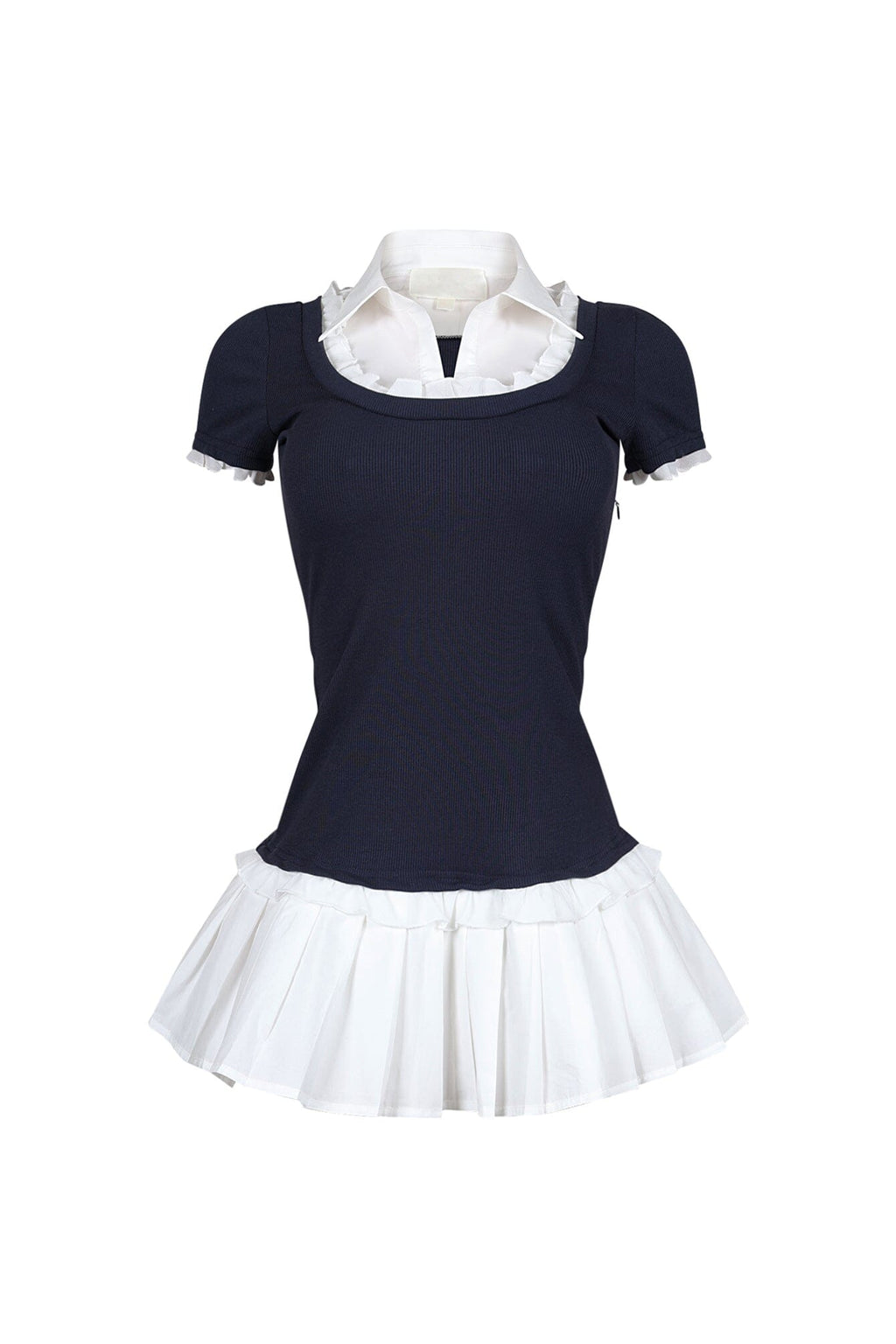 Polina Ribbed Poplin Pleated Combo Dress