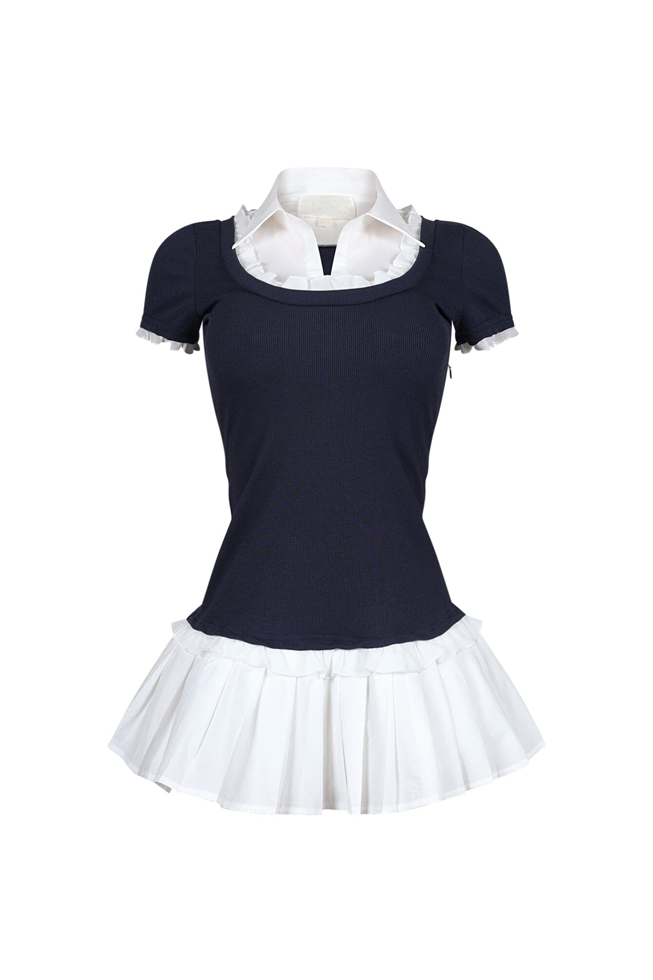 Polina Ribbed Poplin Pleated Combo Dress