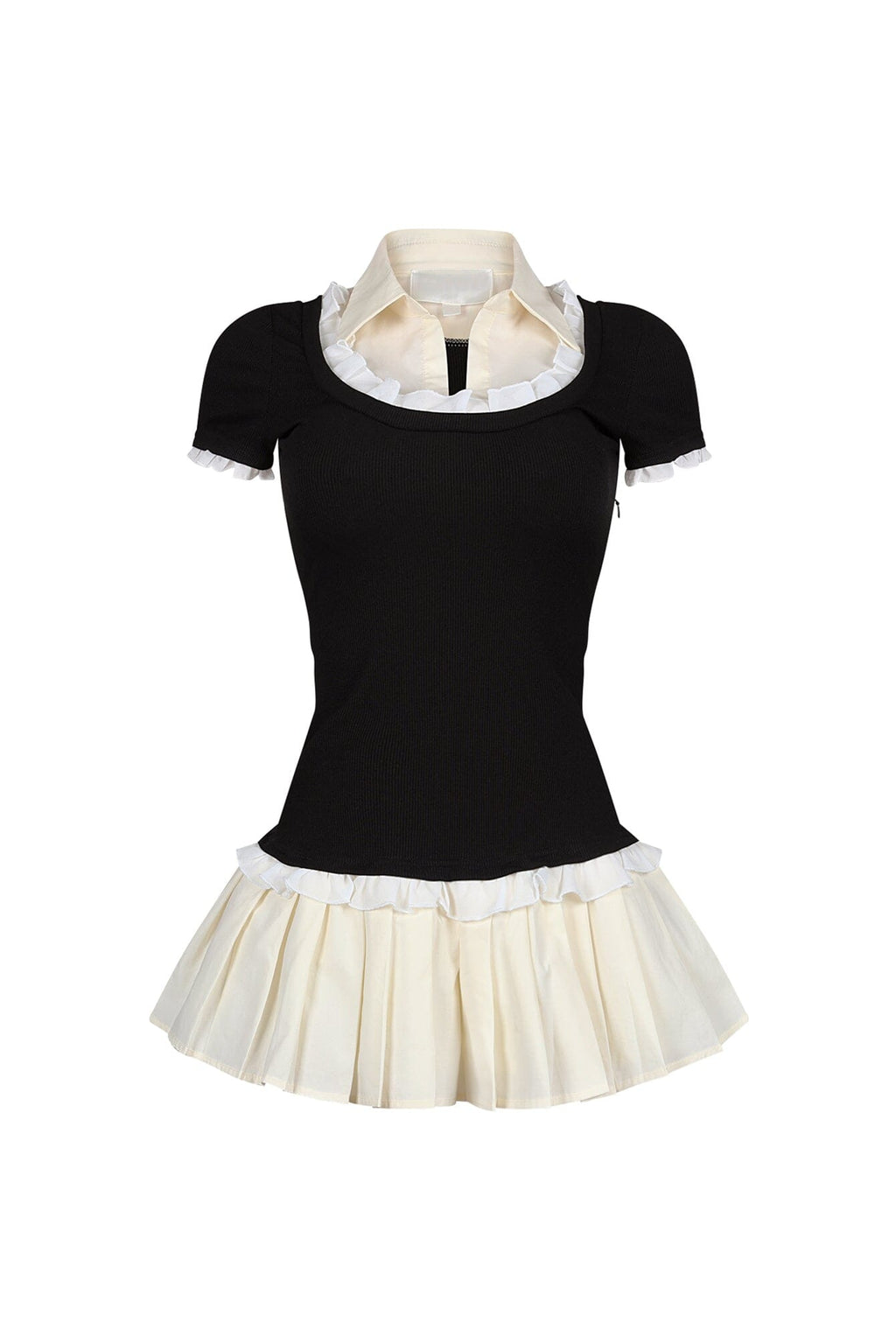 Polina Ribbed Poplin Pleated Combo Dress