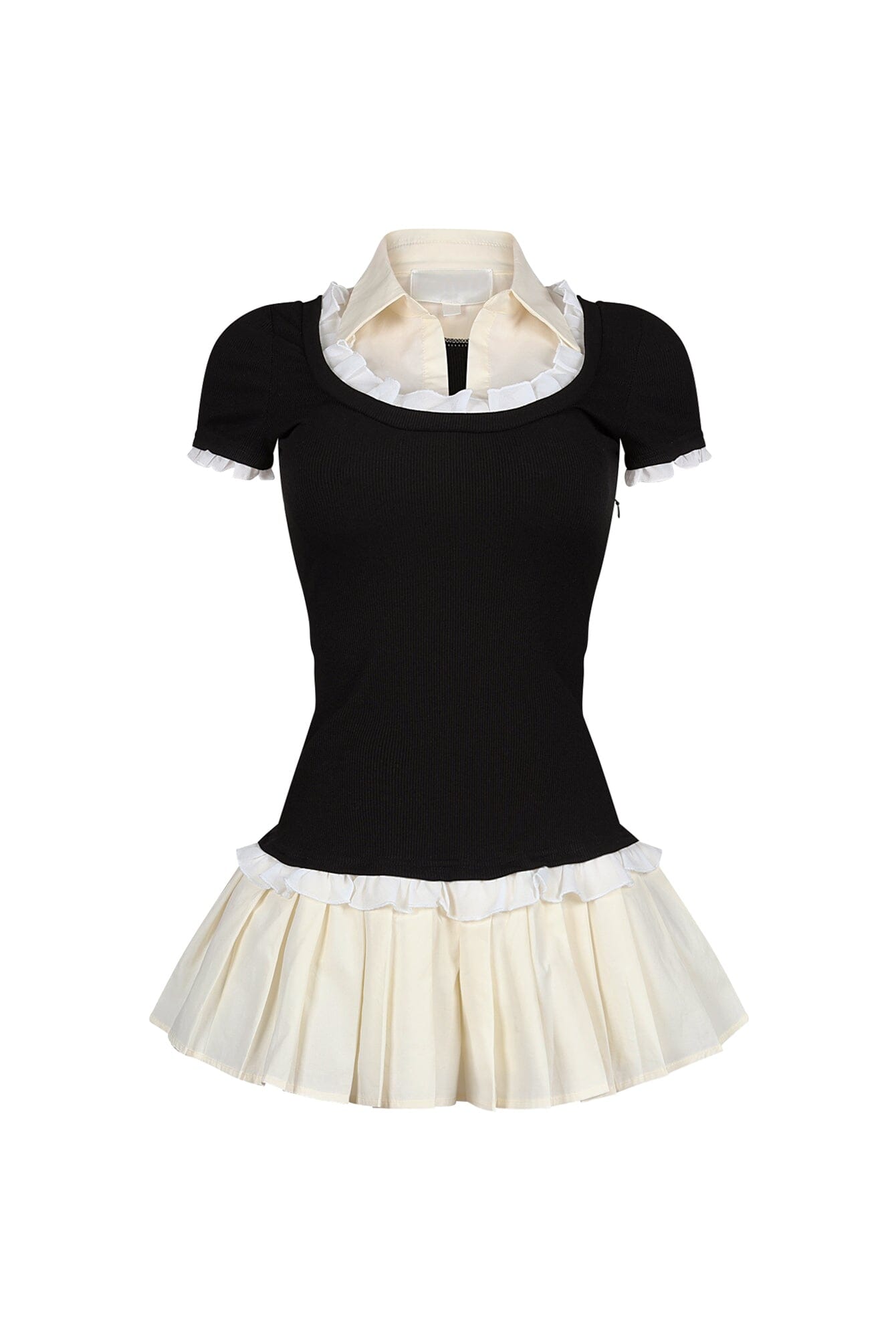 Polina Ribbed Poplin Pleated Combo Dress