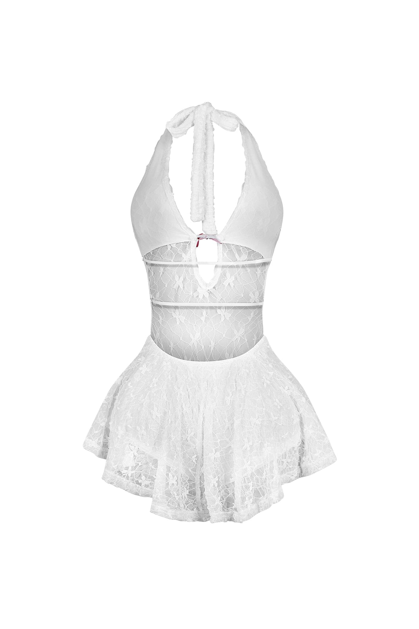 Kiyomi Halter Neck Mesh Lace Mini Dress