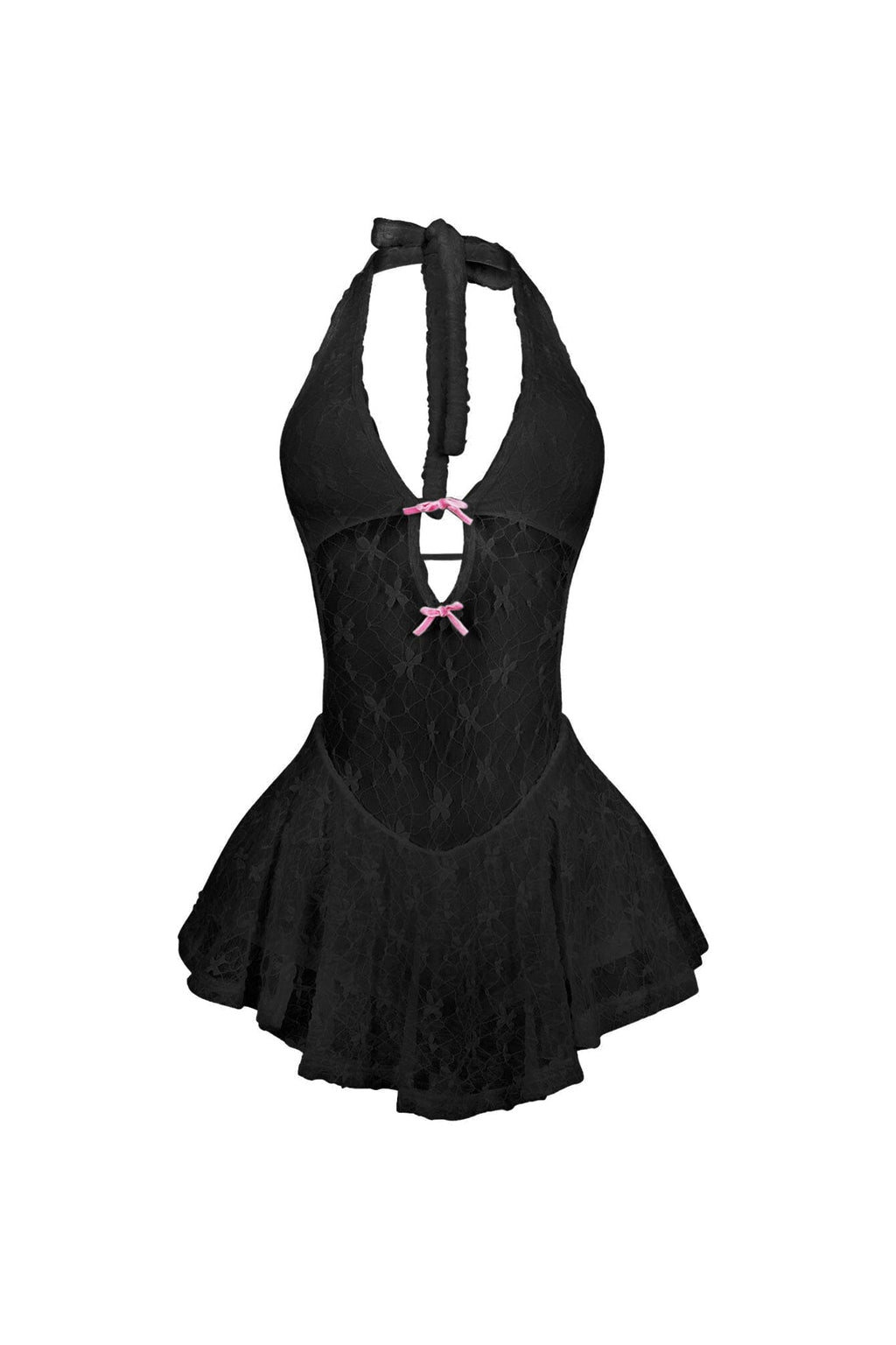 Kiyomi Halter Neck Mesh Lace Mini Dress