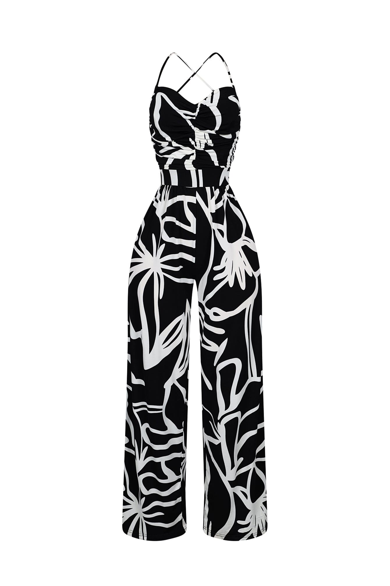 Aoura Printed Open Back Lace UP Jumpsuit