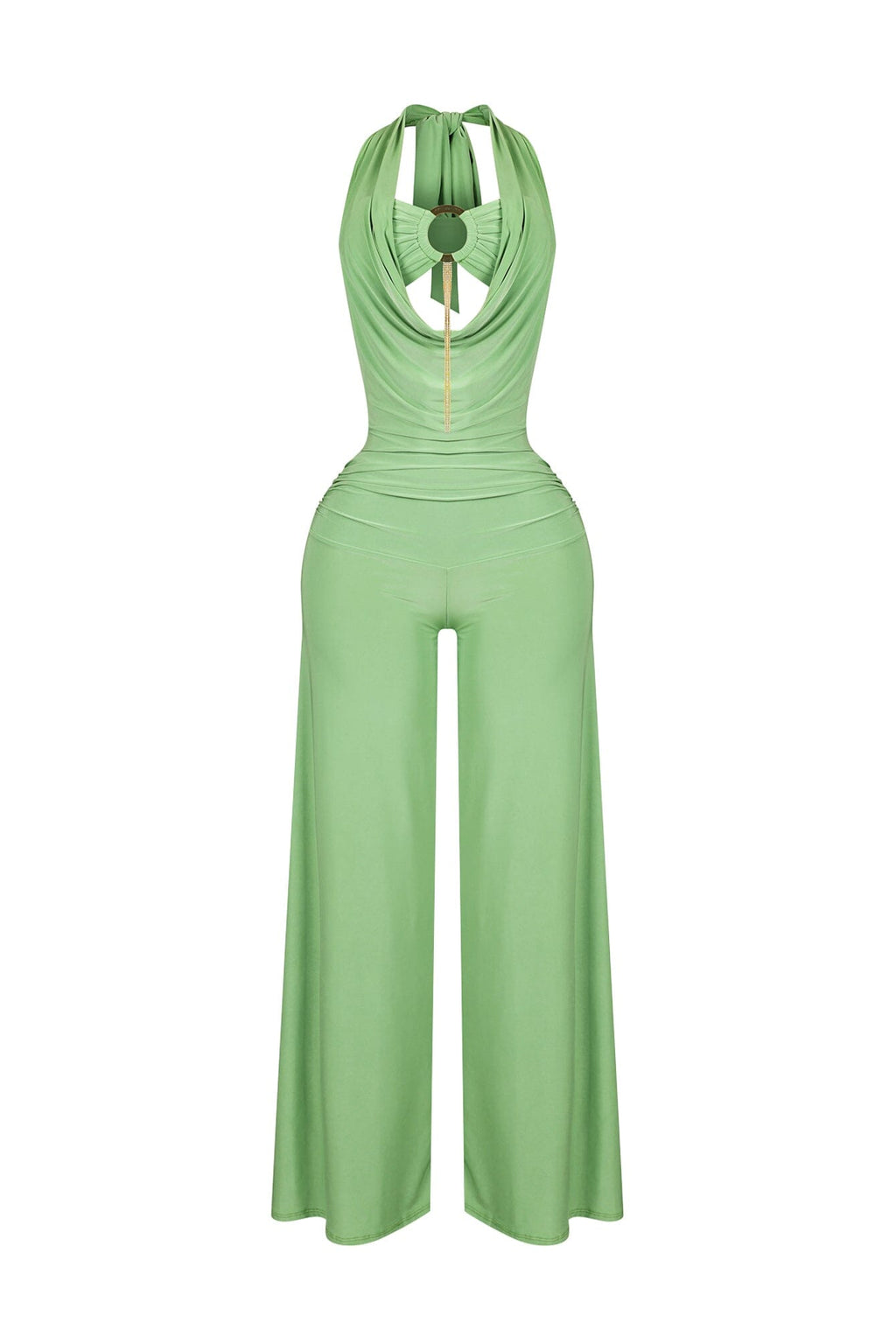 Plunge Cowl Neck Jumpsuit with Tube Top