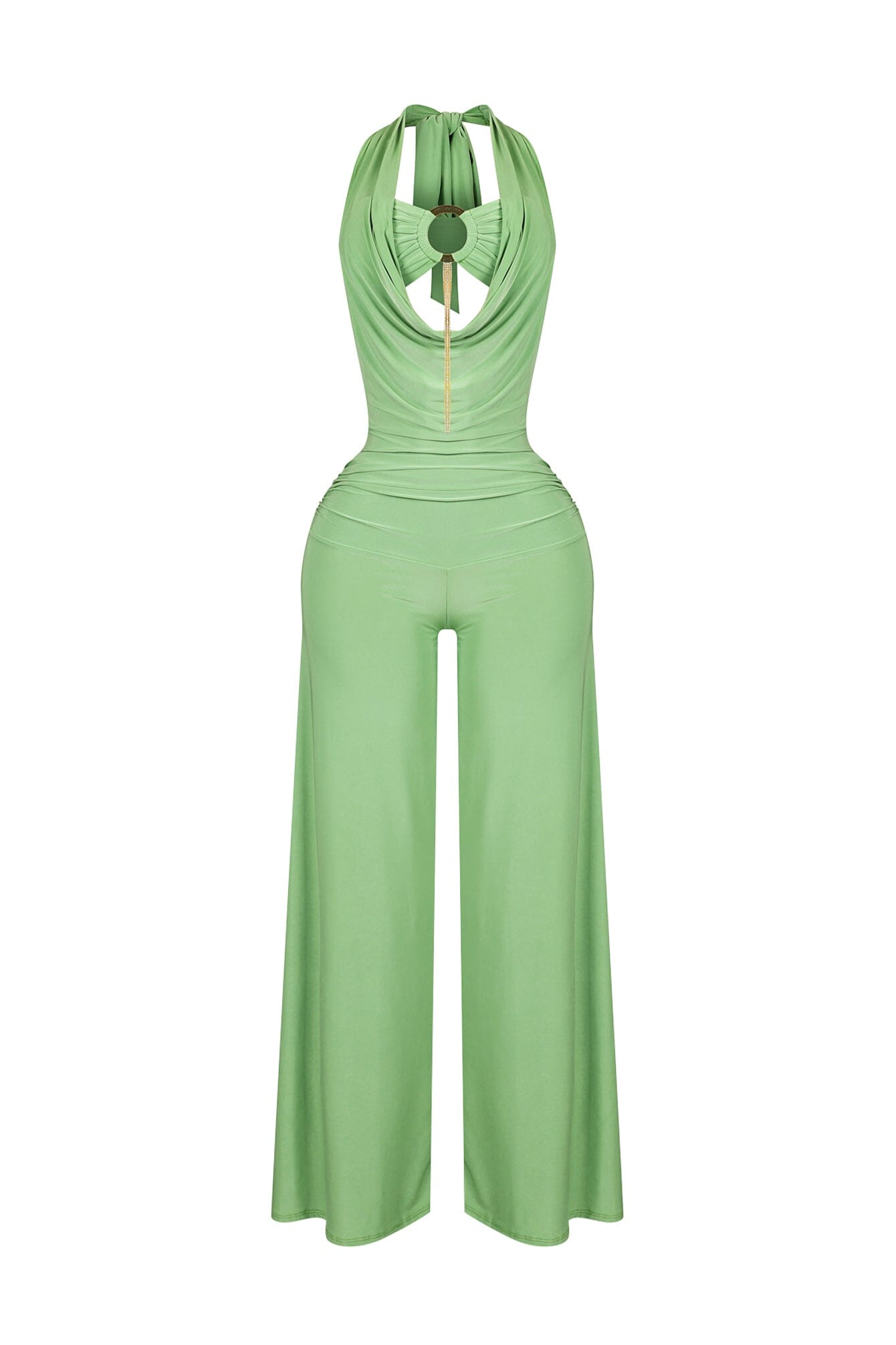Plunge Cowl Neck Jumpsuit with Tube Top